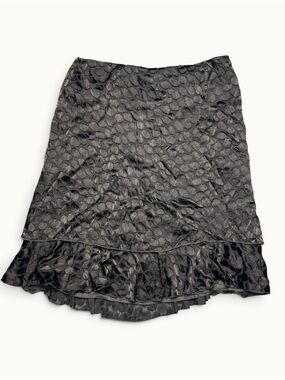 ST. EMILE Silk Blend Textured Tiered Skirt Brown Y2K Goth Ruffle Women’s 12
